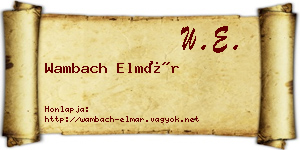 Wambach Elmár névjegykártya